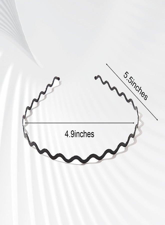 PKRFCJ Silver Headbands for Women 6 PCS,Metal Headband,Wavy Headband Non-slip,Trendy & Comfortable Accessories for Casual & Formal Wear,Black+silver - Image 2